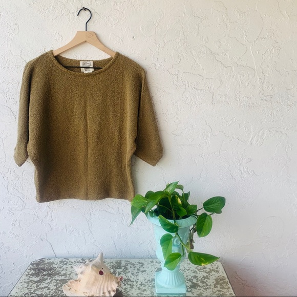 vtg retro 90s dolman sleeve knit teddy pullover - Picture 5 of 6